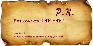 Petkovics Máté névjegykártya
