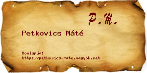 Petkovics Máté névjegykártya